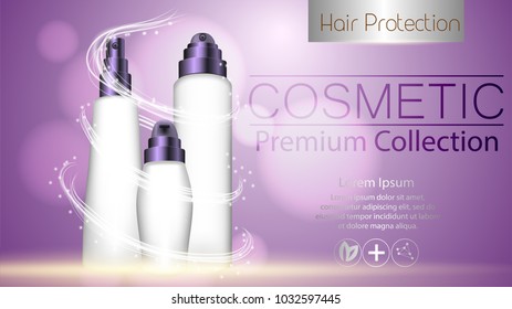 A realistic template cosmetic package. cosmetics product pack design. Realistic silk textile. Beautiful premium stock vector illustration.