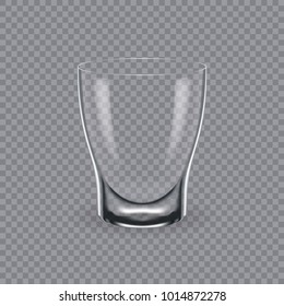 Realistic template of an empty transparent alcohol glass and mug. Template, glass package, mockup, layout, breadboard, empty glass, mugs, for drink cognac. Vector illustration isolated.