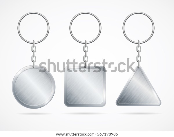 Realistic Template Metal Keychains Set Circle Stock Vector (Royalty ...