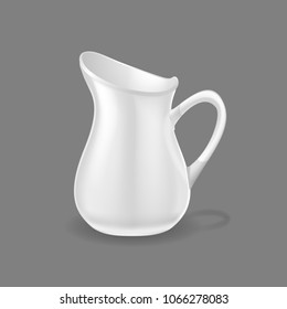 Realistic template, mock-up, porcelain ceramic ware. Ware for making tea, coffee, sweet drinks, milk. Beautiful gift and detail of interior. Vector illustration isolated.