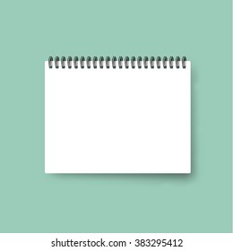 Realistic template notebook. Blank cover design. School business diary. Calendar printing. 