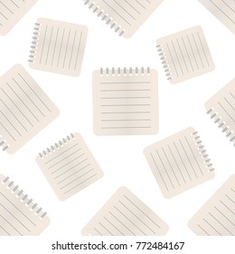 Realistic template notepad with spiral seamless pattern background. Business flat vector illustration. Office stationery notebook concept sign symbol pattern.