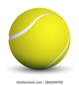 realistic tennis ball isolated on white background. World tennis tournament. Sport equipment. Symbol for mobile application or web. Vector