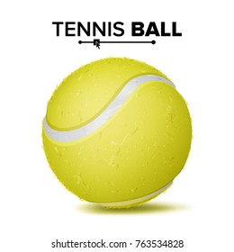 Realistic Tennis Ball Vector. Classic Round Yellow Ball. Sport Game Symbol. Illustration