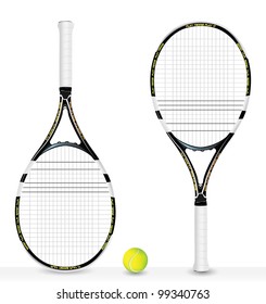 realistic tennis racket and ball - vector