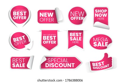 Realistic Textile Banners with Folds Template Set . Isolated Vector Elements