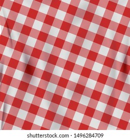 Realistic textile checkered fabric background with waves and shadows texture tartan plaid scottish pattern for tablecloths, shirts, clothes, dresses, bedding, blankets and other textile.