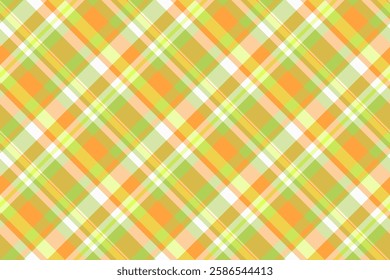 Realistic textile plaid texture, lovely fabric check vector. Nyc tartan pattern seamless background in yellow and lime colors palette.