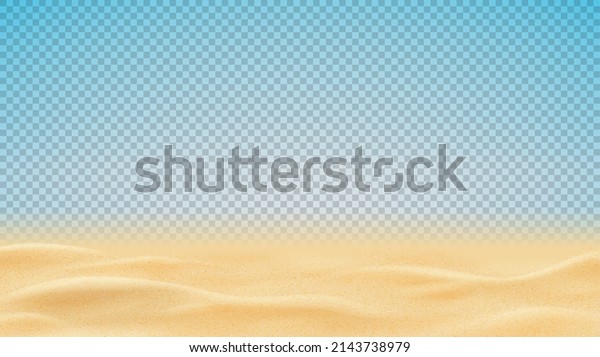 Realistic texture of beach or desert\
sand. Vector illustration with ocean, river, desert or sea sand\
isolated on checkered background. 3d vector\
illustration.