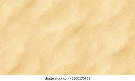 Realistic texture of beach sand. Vector illustration with top view on realistic ocean, river or sea sand.