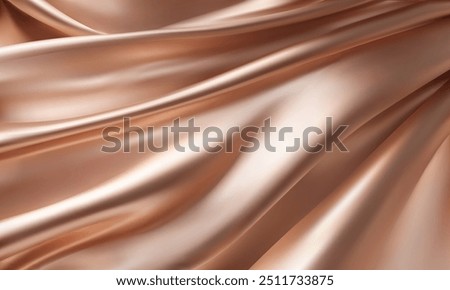 Realistic texture of beige silk background. Texture of silk natural fabric with smooth pleats, draperies, three-dimensional, 3D