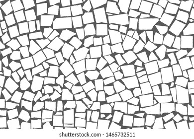Realistic texture of black and white asymmetric decorative tiles wall. Modern abstract. Brickwork texture. Vector illustration