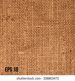 Realistic Texture Of Burlap, Canvas. Beige, Brown. Vector