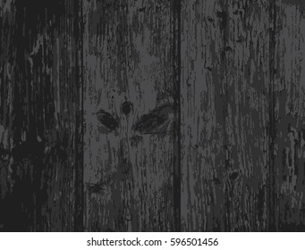 Realistic texture of burned wooden planks. Vector grunge background.