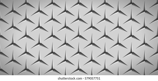 Realistic texture, gray surface with slots in the form of stars, vector design background