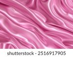 Realistic texture of pink silk background. Vector illustration mesh texture of fabric silk smooth waves and folds. Vector realistic illustration of satin cloth smooth shiny texture wrinkled silky 