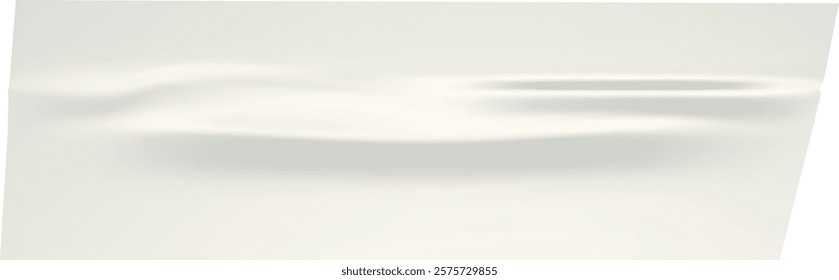 Realistic texture of plastic wrap featuring crumpled wrinkles and folds, overlaying a clean white background. Subtle interplay of light and shadow enhances visual depth and interest