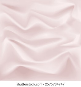 Realistic texture of silk background. Vector 3D texture of silk natural fabric with smooth pleats