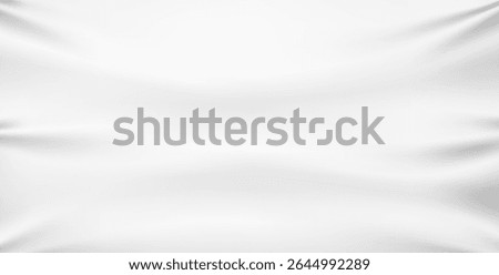 Realistic texture of textile. White fabric banner mockup. Stretched rectangular cloth. Canvas material with fold texture. Presentation drape creases. Vector empty