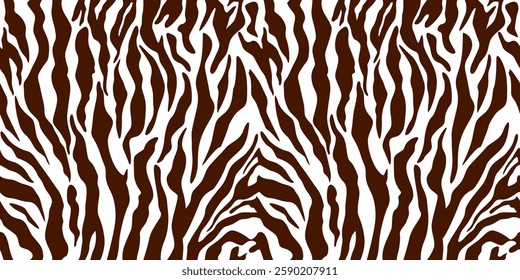 Realistic texture of tiger or zebra fur. Animal skin stripes, jungle style wallpaper. Seamless vector drawing
