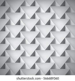 Realistic texture, volume triangles, gray geometric pattern, vector design 3d wallpaper