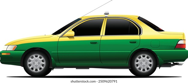 Realistic Thai taxi meter in mid 90s era on transparency background illustration vector.