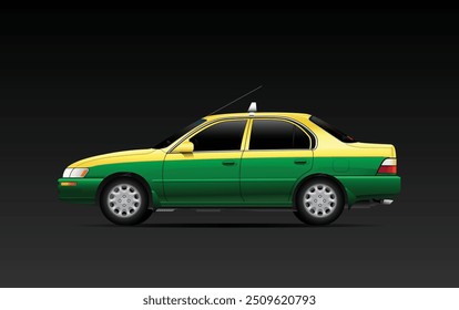 Realistic Thai taxi meter in mid 90s era on dark gradient background illustration vector.