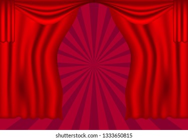 realistic theater curtains, stage cinema, red background template decorations, movie , ceremony , presentation , modern template windows backdrop 