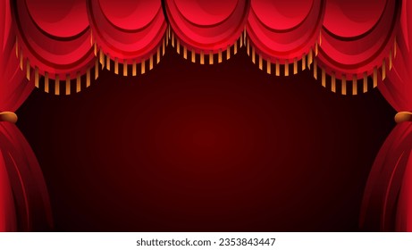Realistic theatre background, concert cinema ceremony illustration premium vector
