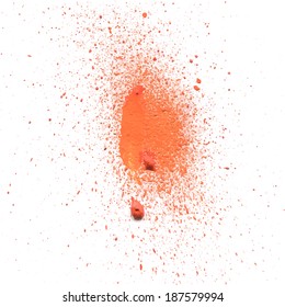 Realistic thick orange spray paint on a white surface
