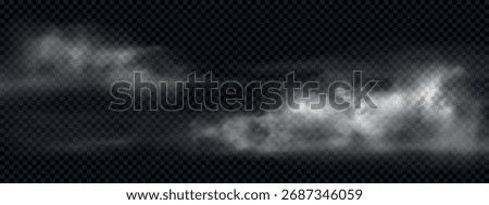 Realistic thick smoke on floor. Vector background. White steam and fog with overlay effect