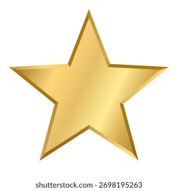 Estrela de ouro fino realista com efeito metálico. Elemento isolado para atribuição, medalha, designação da classificação, estatuto em fundo transparente. Vetor EPS10