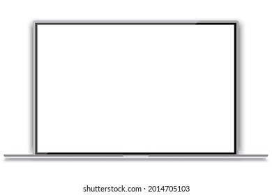realistischer, dünner Laptop auf weichem, weißem Hintergrund. Bildschirm-Vektorgrafik-Muster. Computertechnologie. Vektorgrafik.