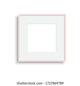 Realistic thin photo frame with soft shadow. Vector.