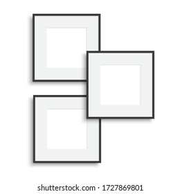 Realistic thin photo frame with soft shadow. Vector.