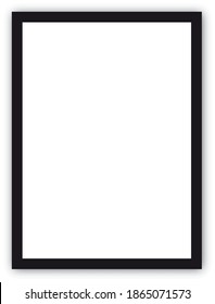 Realistic thin photo frame with soft shadow. Vector. Realistic black frame isolated on white background. Ideal for your presentations. 