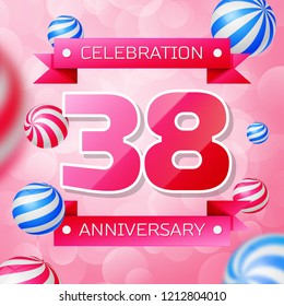 Realistic Thirty Eight Years Anniversary Celebration Stock Vector ...