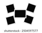 Realistic three black polaroid photo frames for paper design. Old paper blank photo frame.