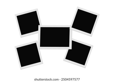 Realistic three black polaroid photo frames for paper design. Old paper blank photo frame.