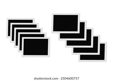 Realistic three black polaroid photo frames for paper design. Old paper blank photo frame.