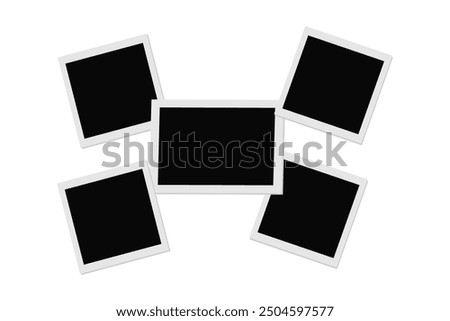 Realistic three black polaroid photo frames for paper design. Old paper blank photo frame.