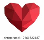 Realistic three dimensional heart shape. Low poly heart vector. 