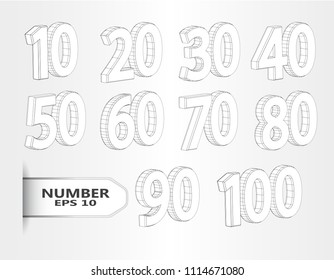 Realistic three dimensional  set of numbers. Isometric numbers vector set. Mathematics symbols, stylish simple shaped numerals for design, advertising, web, Sale, Special Offer Label, Sticker, Banner