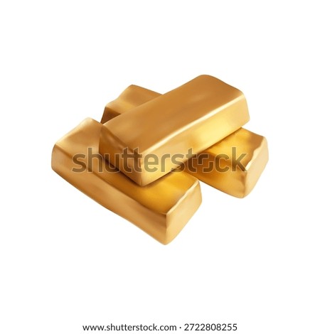 Realistic three golden bar isolated on a white background. 3d golden bars