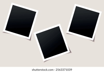 Realistic three photo frames for paper design. Old paper. Vector.