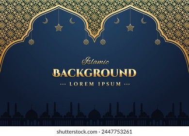 Realistic three-dimensional islamic ornamental background