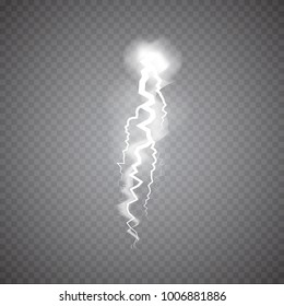 Realistic thunderstorm Lightning, effect of electrical discharge. Vector Illustration