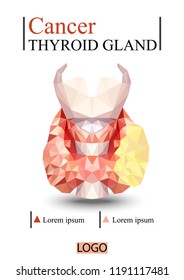 Glándula tiroidea realista en polos bajos. Tiroides 3d humanos, glándula, laringe, istmo, tráquea. Diseño de portada de libros A4. Informe anual. Revista o conferencia académica. Volante para revista. Ilustración vectorial.
