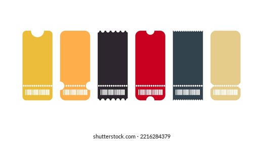 un juego de cosechas realista. entradas en blanco con sombra. iconos de cupón sobre fondo blanco. iconos vectoriales de cupón. Eps10