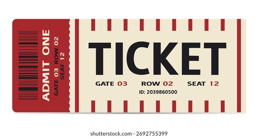 Entrada realista para festivais, evento, teatro, concerto, jogo.